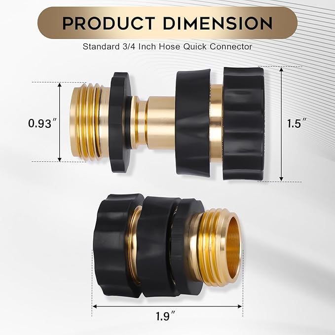 Dalmbox Garden Hose Quick Connector, 3/4" Male and Female Quick Release Garden Hose Connect Fittings With 4 Rubber Washers,4 sets