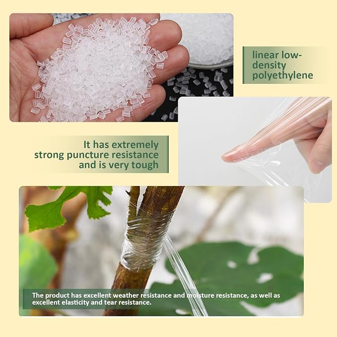 Grafting Tape 3 Pack – Stretchable Self-Adhesive Plant Grafting Film, Budding & Nursery Repair Tape for Fruit Trees, Floral Plants, Garden Stem Fix & Plant Support (Clear)