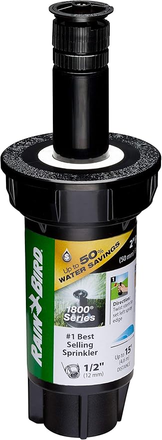 Rain Bird 1802APPRS Pressure Regulating (PRS) Professional Pop-Up Sprinkler, Adjustable 0-360° Pattern, 8' - 15' Spray Distance, 2" Pop-up Height