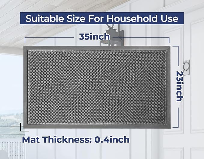 Muddy Mat® Meshy Mat™ Door Mat Heavy-Duty Quick-Dry Floor Mat, Sand & Dirt Trapper for Indoor & Outdoor, Ideal for Entrance, Mudrooms,Patios & Garages,Low-Profile,Non-Slip,Washable– Grey 23"x35"x0.4"