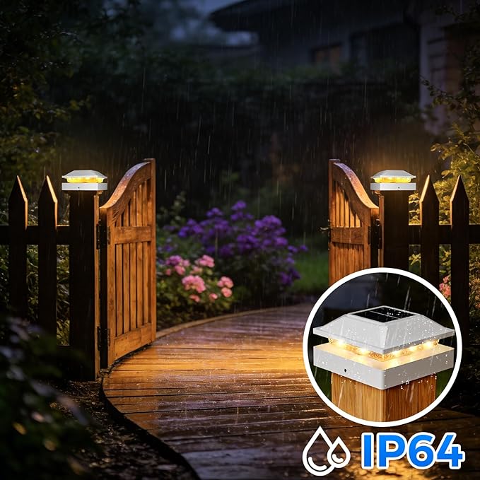 Peasur 4x4 Post Solar Lights 16 Pack, 2 Modes 16 LED Solar Post Cap Light Waterproof, Black Deck Fence Post Solar Lights Powered Outdoor, Fit 4x4 Wood/Vinyl Posts for Porch Patio