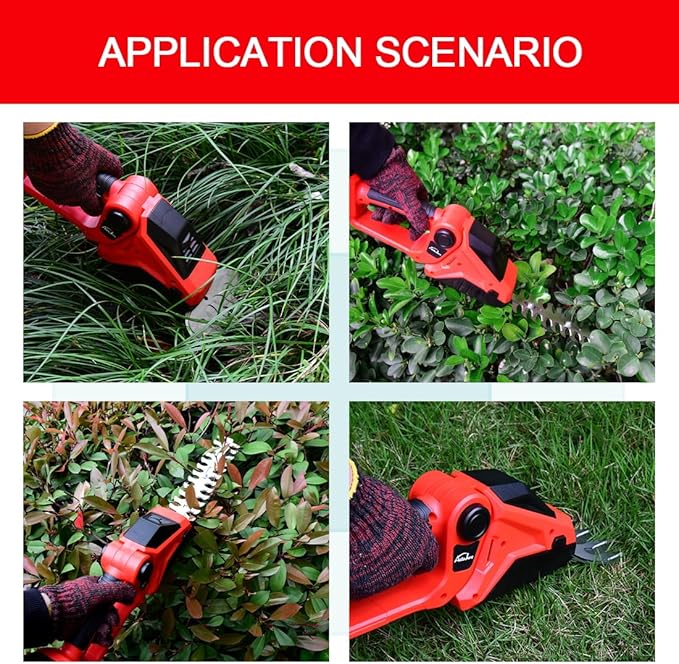 Cordless Hedge Trimmer 2 in 1 Bush Trimmer & Grass Shears Compatible with Milwaukee 18V Battery (No Battery) 90° Adjustable Head Electric Grass Trimmer for Yard, Garden and Lawn