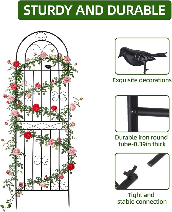 Amoskey 4 Pack 71x20in Durable Garden Trellis for Climbing Plants - Outdoor Trellis Supports for Lush Greenery - Ideal for Vines, Flowers, and Vegetables, Easy Installation & Space-Saving Design (2)