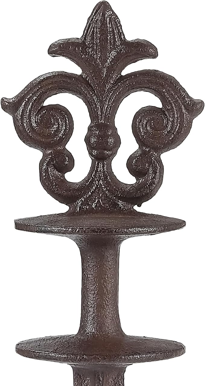 Cast Iron Hose Guide Stakes, Set of 3 Vintage Brown Metal Decorative Hose Guides Spike for Lawn Garden Yard