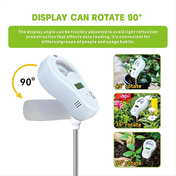 6-in-1 Soil Moisture Meter Soil PH/Soil Moisture/Plant Temperature/Humidity and Sunlight, Soil Test Meter, Agriculture Tools for Garden, Lawn, Plant Care, Farm and Indoor Outdoor Plants