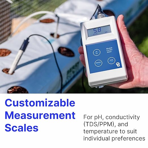 Bluelab METCOMPLUS Combo Meter Plus for pH, Temperature, and Conductivity in Water and Soil with Easy Calibration, Digital Nutrient (TDS/PPM) Testing Kit for Hydroponic System & Growing Indoor Plants