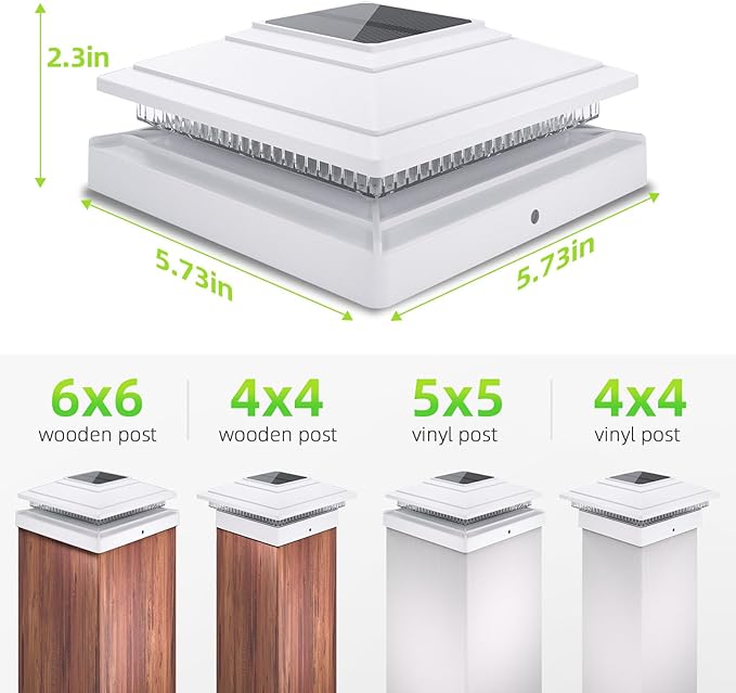 Solar Post Cap Lights Outdoor 12pack, Waterproof Fence Post Solar Lights for 4x4 5x5 6x6 Wood/Vinyl Posts, White Deck Post Lights with 2 Color Modes Decorate Garden Patio Porch Backyard