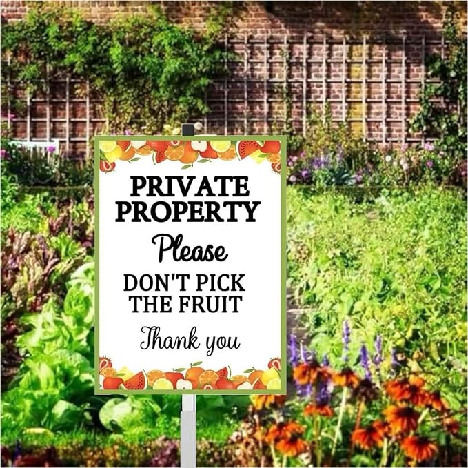 Do Not Pick fruit yard Sign With Stake,Protecting Fruits Yard Sign,Garden Sign With Stake Garden Farm Decor Fence Yard Outdoor For Private property(8x12in)
