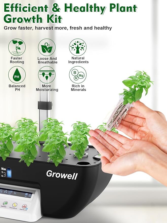 Growell Seed Pod Kit for Aerogarden, 182 Pcs Grow Anything Kit for Hydroponics Growing System, Hydroponics Supplies with 60 Grow Sponges, 30 Grow Baskets, Plant Food A&B, 30 Grow Domes, 60 Pod Labels