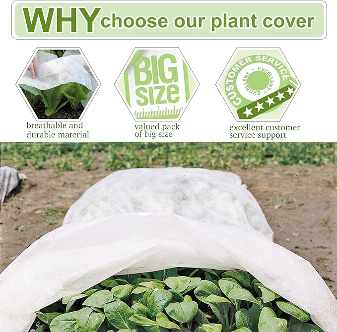 Plant Covers Freeze Protection 10x30ft Floating Row Cover 0.9oz/yd² Plant Covers for Winter Garden Fabric for Cold Sun Protection