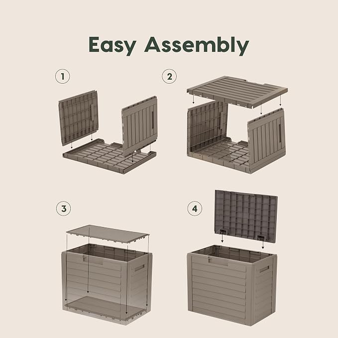 IRIS USA 35-Gallon Outdoor Deck Storage Box, Lockable & UV-Protected, Weather-Resistant Patio Storage for Cushions, Garden Tools & Packages, Waterproof Resin, Durable & Stylish Design - Brown