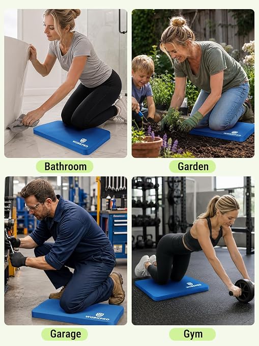 WORKPRO Extra Thick Kneeling Pad, 2-Pack, 17.5 x 11 x 1.5 in, Blue | Soft NBR Foam Cushioning, Large Foam Kneeler Mat, For Gardening, Bathing Baby, Exercise, Workout Supplies