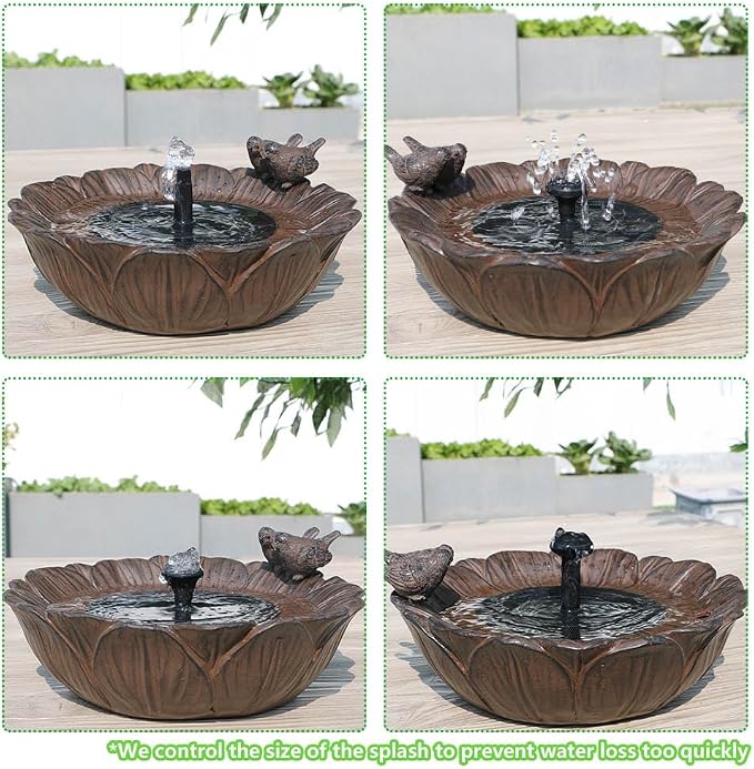 Solar Bird Bath Fountain,Sunflower with Resting Bird,Solar Powered with 3 Nozzles,Outdoor Garden Bird Bath,Solar Water Fountain for Bird Bath,Hummingbird Bird Bath for Outdoor