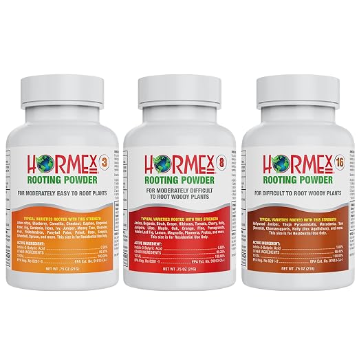 Hormex Rooting Powder Combo #3, 8, 16 (0.30-1.6 IBA) for Common Home Garden Plants to Difficult Hardwood - Root Powder, Root Stimulator for Plants, Rooting Hormone for Cuttings, Cloning & Propagation