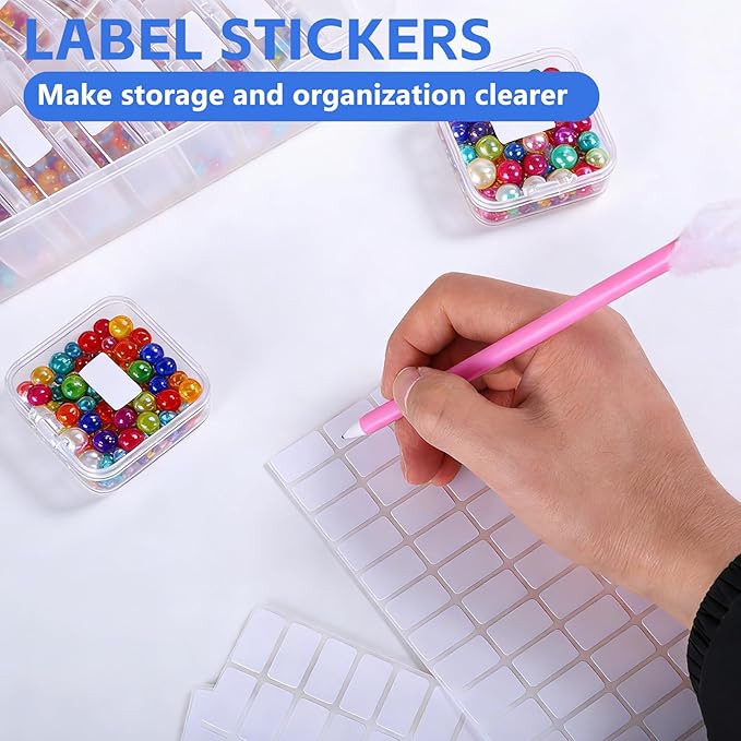 Bead Organizer Box 150Pcs Small Clear Plastic Bead Storage with Labels, Mini Craft Storage Containers with Hinged Lid for Jewelry Making, Beads, Nail DIY, Screws, Seeds Storage & Organizion