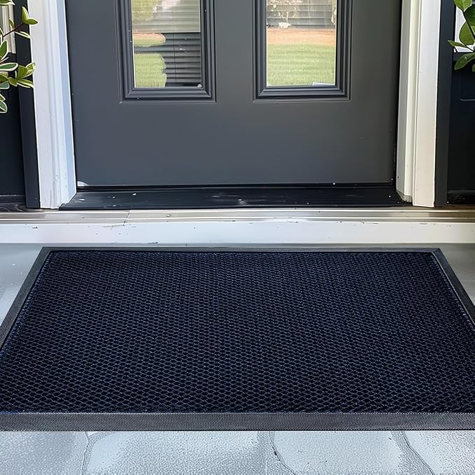 Muddy Mat® Meshy Mat™ Door Mat Heavy-Duty Quick-Dry Floor Mat, Sand & Dirt Trapper for Indoor & Outdoor, Ideal for Entrance, Mudrooms,Patios & Garages,Low-Profile,Non-Slip,Washable– Blue 36"x60"x0.4"