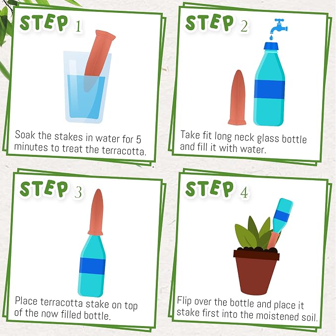 Jovitec 8 Pieces Terracotta Plant Watering Stakes Self Watering Spikes Automatic Plant Waterers Devices for Indoor Outdoor Home and Office Plants (Rustic Red)
