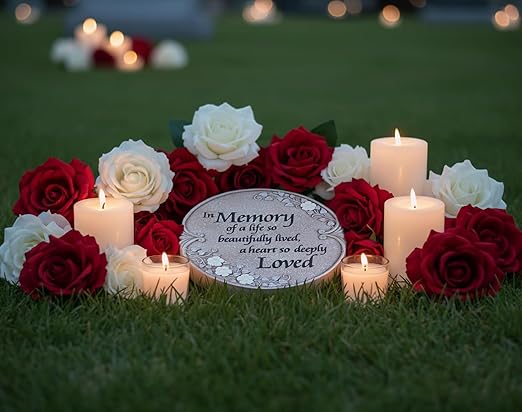 Luminous Memorial Stone - Memorial Stepping Stone - in Memory of Loved One Gifts - Memorial Gifts (Luminous Memorial Stones as Sympathy Gifts for the Loss of a Loved One)