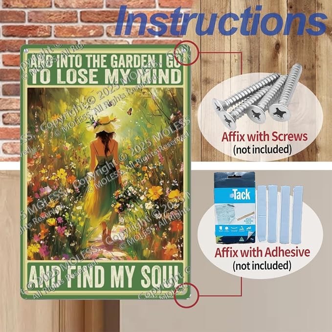 Funny Garden Sign – And Into the Garden I Go | 12x8″ Vintage Metal Sign for Outdoor Decor - Inspirational Gardening Gift for Women & Plant Lovers, 2488