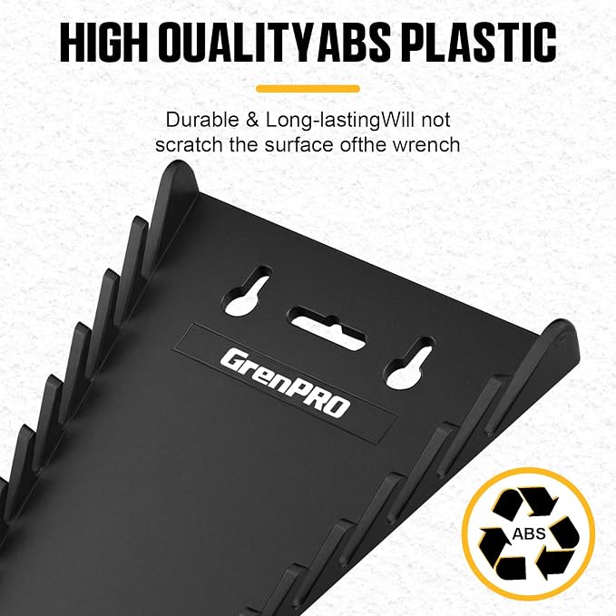 GRENPRO Wrench Organizer for Tool Box, 2 Pack Magnetic Wrench Holders Organizers, Storage for Tool Box Drawer, SAE 1/4" - 15/16" & Metric 6 MM-24 MM Wrenchs Rack