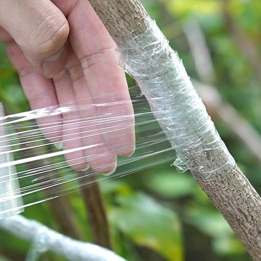 5cm Wide Fruit Tree Grafting Tape, 200 Meters Long PE Stretchable Garden Grafting Tool Plants Self Adhesive Floristry Film for Floral Tree and Poly Budding White,1 Roll