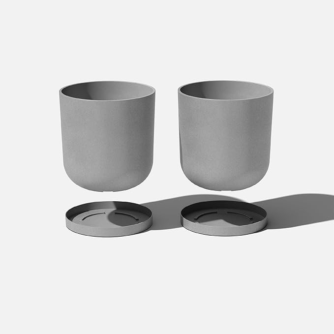 Veradek Mason Series Lima Planter - Round Planter for Indoor or Outdoor Porch/Garden | Made from Plastic-Stone Composite with Drainage Holes | Modern Décor for Succulents, Flowers, Small Plants
