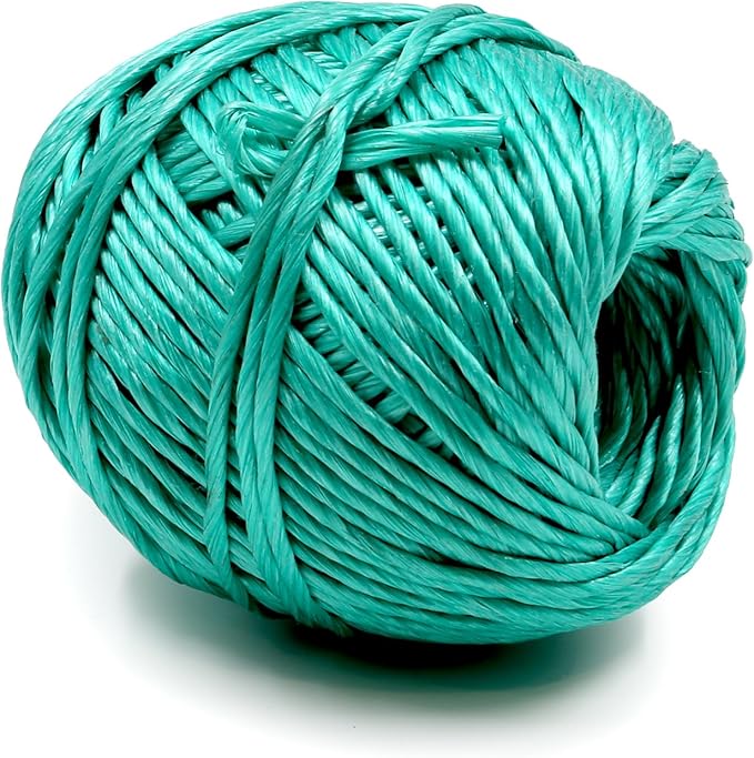 Heavy Duty 200 lbs Strong Polypropylene Tomato Twine, Garden Plant Tie String, Greenhouse Trellis Twine, Durable PP Tying Twine for Bundling, Packaging, Gardening, Farming (White/Green), 164FT