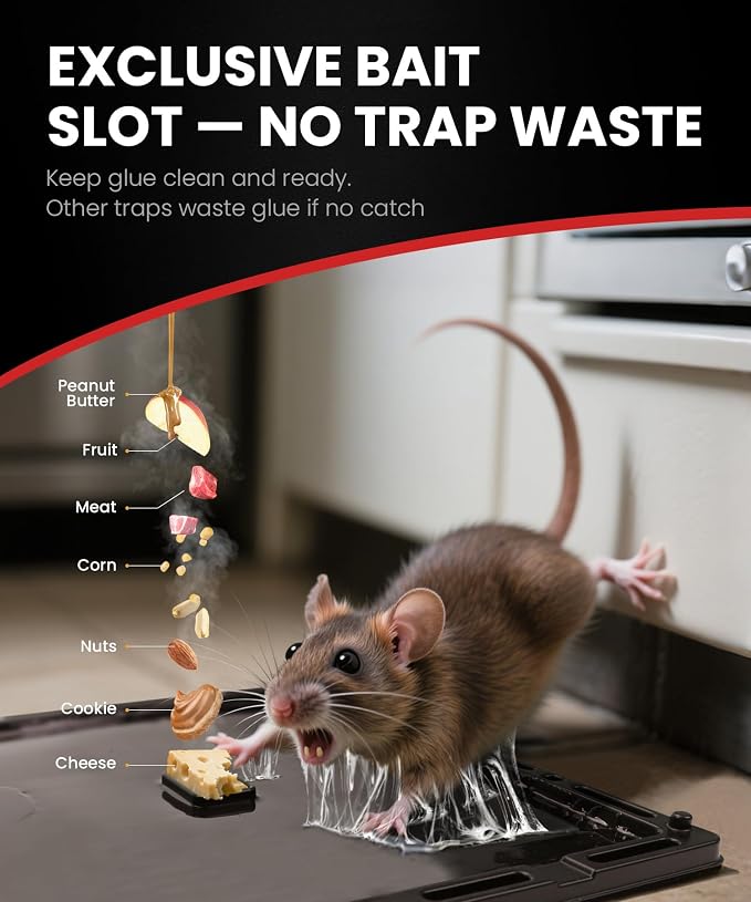 Wowcatch Rat, Snake and Mouse Traps 24 PK, Large Bulk Sticky Glue Traps Indoor for Home Pre-baited, Pet Safe Rodent Catcher for Garage, Kitchen, Catches Roaches, Spiders, Lizard, Non-Toxic, Large