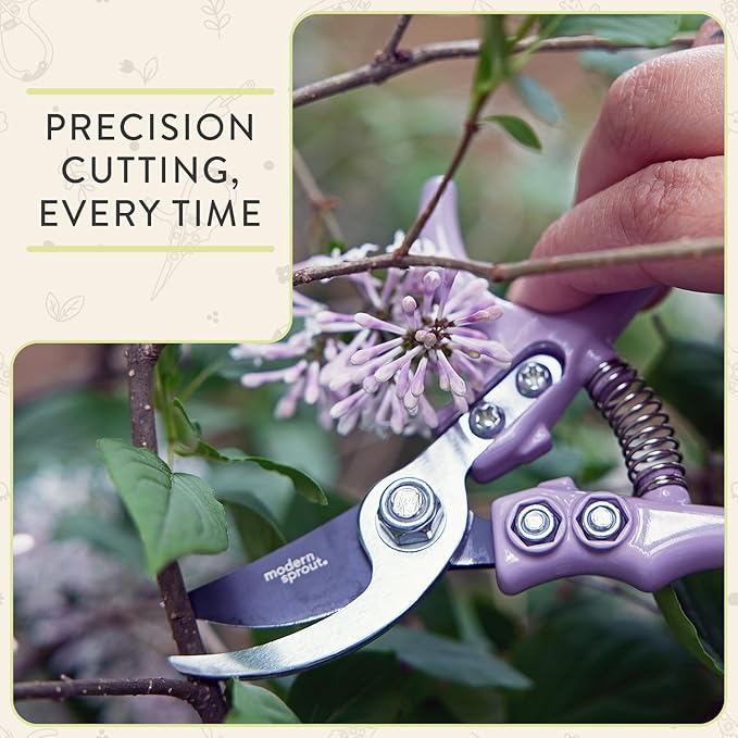 Modern Sprout Hand Pruners- Lightweight Pruning Shears W/Easy Lock-Gardening Scissors- Bypass Sharp Carbon Steel Blade- Rust Resistant- Garden Tools- Reusable Holster- Gift for Father's Day-Chartreuse