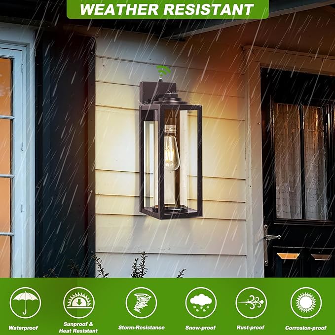 FILIYANO 20inch Dusk to Dawn Outdoor Wall Light Fixtures - 2 Packs Large Exterior Waterproof Outdoor Lighting, Modern Porch Sconces Wall Mounted Lighting, Industrial Outside Lantern for Front Door
