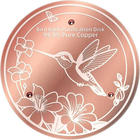 1 Pack Bird Bath Copper Disk, 99.99% Pure Copper Bird Bath Cleaner, Triple-Point Support, All-Season Water Cleaber for Outdoor Bird Baths & Bowls