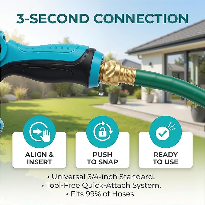 Garden Hose Nozzle Sprayer-This High Heavy-Duty Spray Nozzle Offer 10 Watering Patterns for Watering Plants,Lawns &Gardens,Washing Cars,Household Cleaning and Showering Pets (Blue-dark)