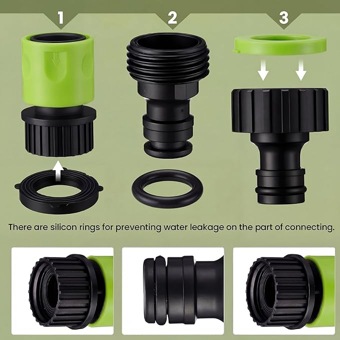 Hotop 16 Pieces Garden Hose Quick Connector 3/4 Inch Plastic Water Hose Fittings Male and Female Connectors End Adapters with 10 Pieces Rubber Gaskets(Fluorescent Color)