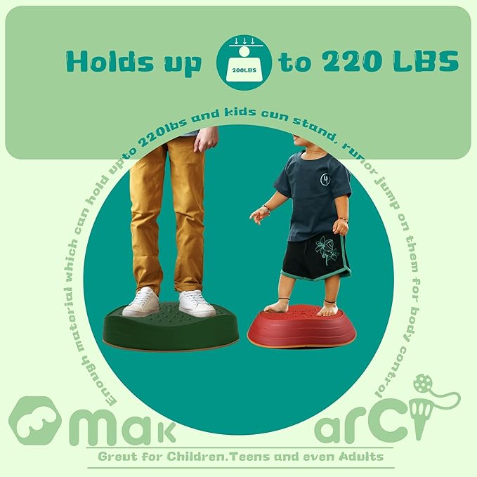makarci Balance stepping stones for kids 10pc, non-slip toddlers sensory toys outdoor or indoor play, promoting motor skills and confidence, Coordination Toys for children age 3 4 5 6 7+(forest)