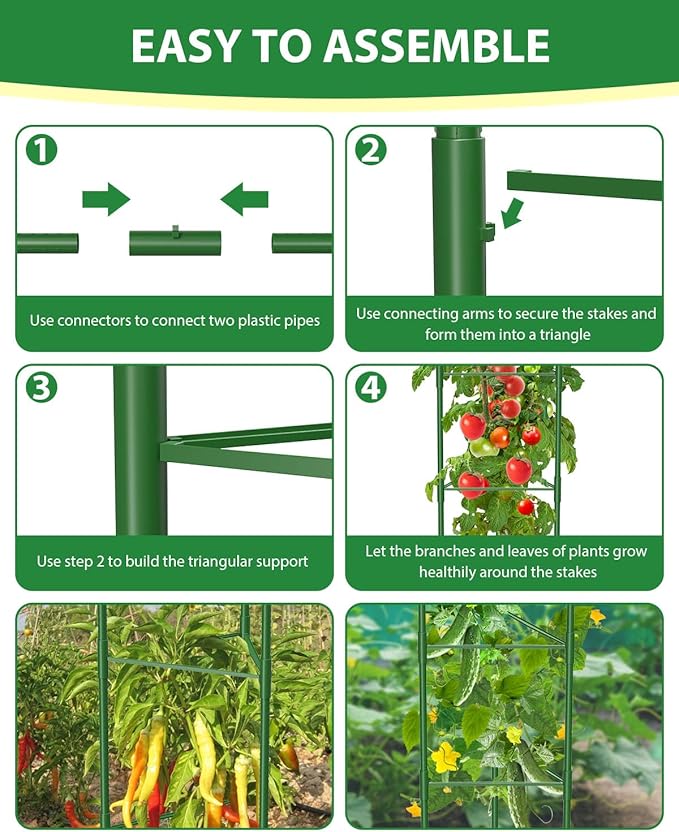 MYMULIKE 3 Pack Extra Larger Tomato Cages, 51in*17in Adjustable Tomatoes Plant Stakes Support Cages Trellis for Garden, Garden Trellis for Vegetable Flowers Fruits Climbing Plants