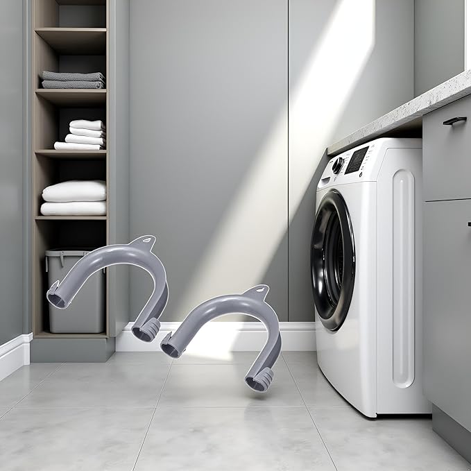 2Pcs Gray Clothes Washer Drain Hose Holder - U-Shape Washing Machine Drain Hose Hook Adapter | Clothes Washer Dishwasher Washing Machine Guide Mounting Bracket Replacement