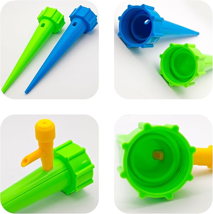 12PCS Self Plant Watering Spikes Device, Adjustable Flow Self Watering Spikes, Automatic Plant Irrigation System with Flow Control Valve for Indoor Outdoor Garden Vacation Plant Care