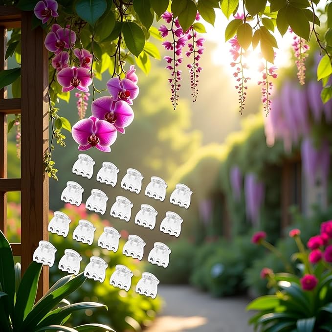 50Pcs Transparent Plant Orchid Clips,Flowers Fixer for Garden Vine Stem Plants Climbing Clasp for Support,Orchid Clips for Plants Support Garden Stakes