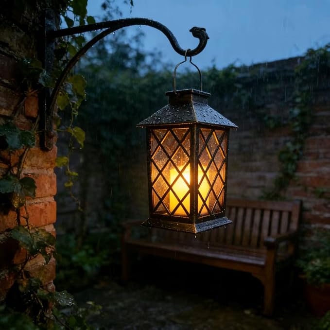 Solar Garden Lanterns Hanging Outdoor Lantern Waterproof LED Flickering Flameless Candle Mission Lights for Table,Outdoor，Mothers Day Gifts Mom Wife (2pack)