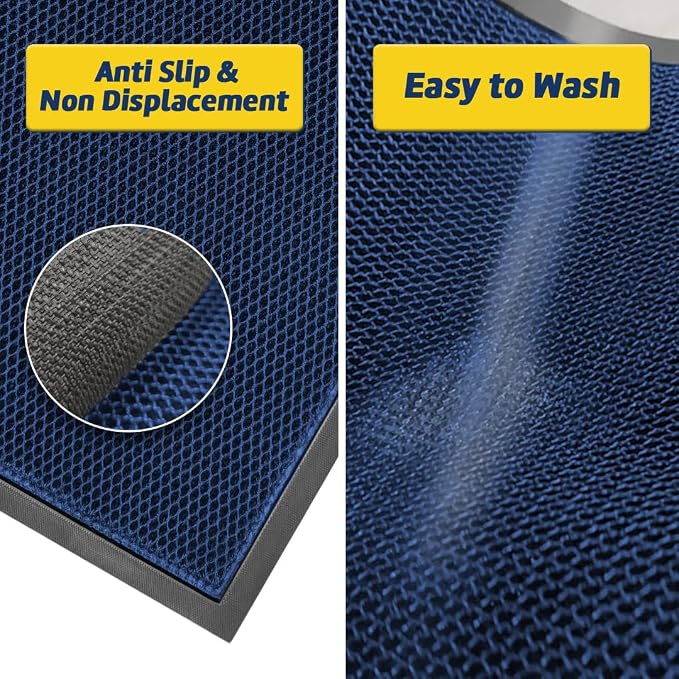 Muddy Mat® Meshy Mat™ Door Mat Heavy-Duty Quick-Dry Floor Mat, Sand & Dirt Trapper for Indoor & Outdoor, Ideal for Entrance, Mudrooms,Patios & Garages,Low-Profile,Non-Slip,Washable– Blue 32"x48"x0.4"