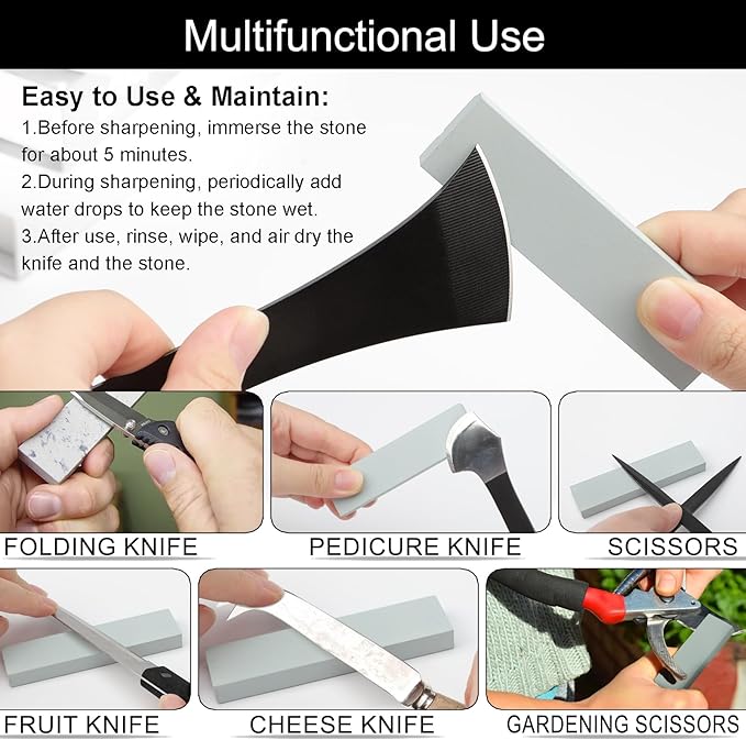 Segbeauty 1000 Grit Small Pocket Sharpening Stone Set, 8pcs 3.8in Mini Whetstone Knife Sharpener for Pocket Knives, Gray Portable Blade Sharpener Tool for Scissors Sharpening Stones for Pedicure Kit