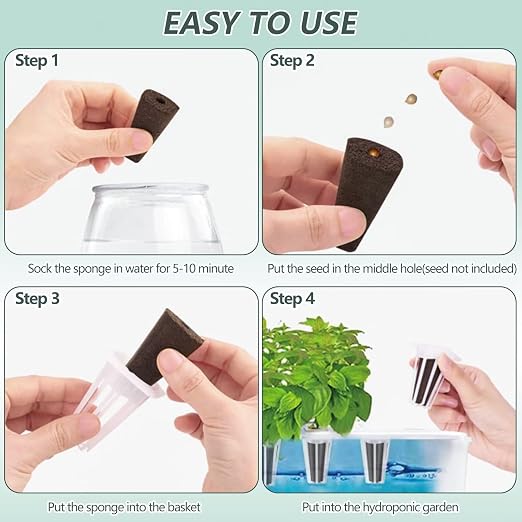 YBB 50 PCS Hydroponic Seed Pods Growth Sponges, Plant Starter Pods, Compatible with IDOO, QYO, LYKO Hydroponics Garden Growing System with Plant Labels (Square)