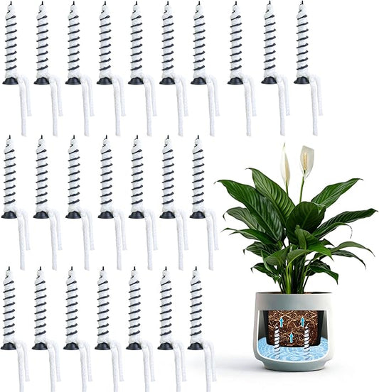 24 Pcs Self Watering Spikes for Indoor Outdoor Plants Automatic Plant Watering Stakes with Wick Rope Planter Insert Devices for Potted Plants Seedlings Garden Pots