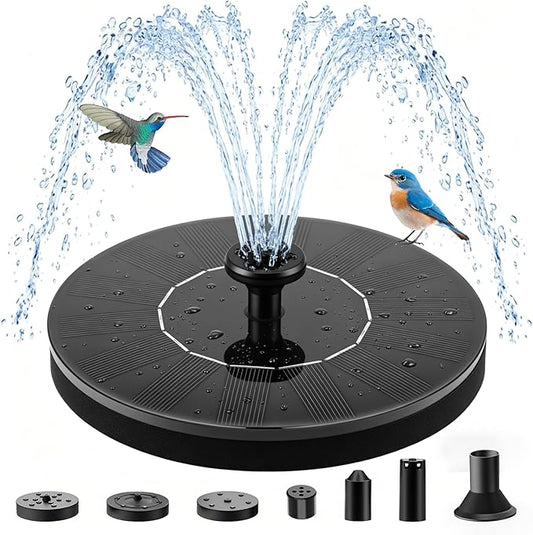 Floating Solar Fountain Pump, Upgrade 1.5W Solar Powered Water Pump with 6 Spray Nozzles & 4 Fixed Pipes, Solar Fountain for Bird Bath, Garden Pond, Pool, Outdoor