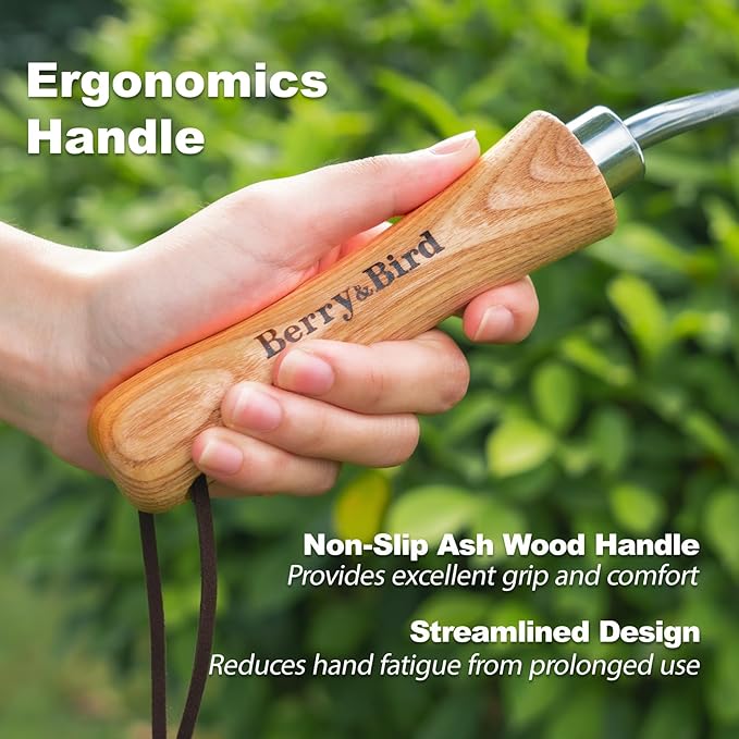 Berry&Bird Garden Oversized Soil Scoop, Stainless Steel Gardening Trowel with Wood Handle Multi Function Hand Shovel Spade Spoons for Transplanting, Planting & Cultivation