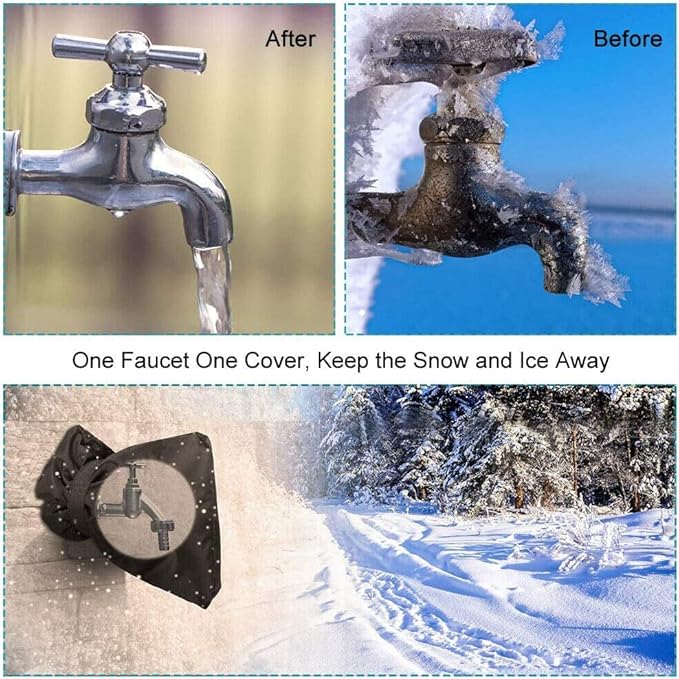6 Pack Outdoor Faucet Covers for Winter - Pro 6.7"W x 8.3"H Outdoor Water Faucet Cover Socks for Winter Freeze Protection Pipe Insulation Reusable Waterproof Insulated Spigot backflow Cover,Black