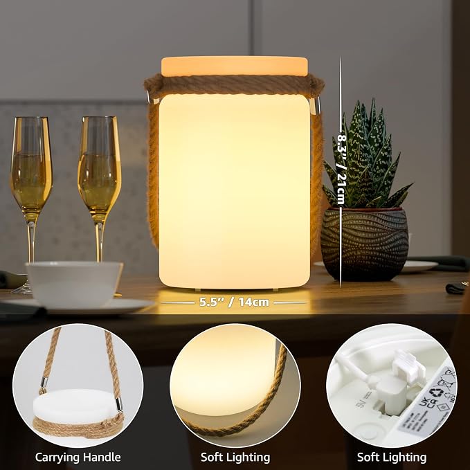 uuffoo 2 Pcs LED Lantern Cordless Table Lamp IP44 Shower Safe with Remote, 8-10H Battery Life RGB Warm White Dimmable for Indoor Outdoor Patio Camping Home