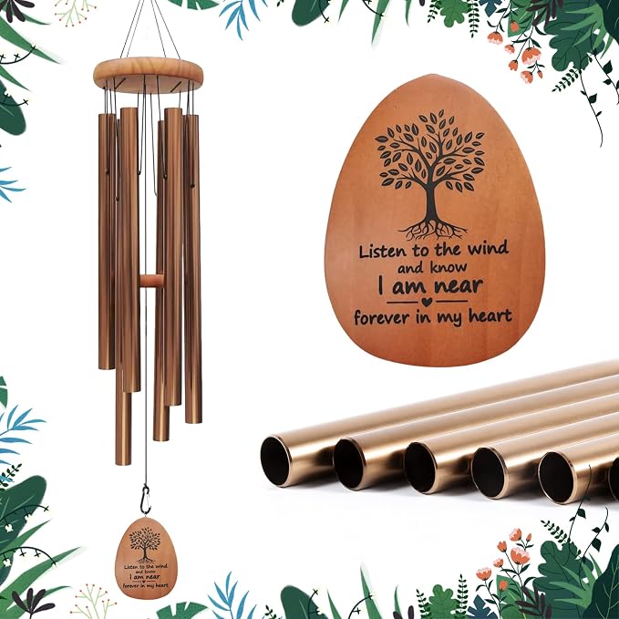 Large Wind Chimes for Outside Deep Tone,42" Memorial Wind Chimes for Loss of Loved one, Sympathy Gifts Outdoor Decor in Garden,Porch, Backyard and Patio (Bronze)