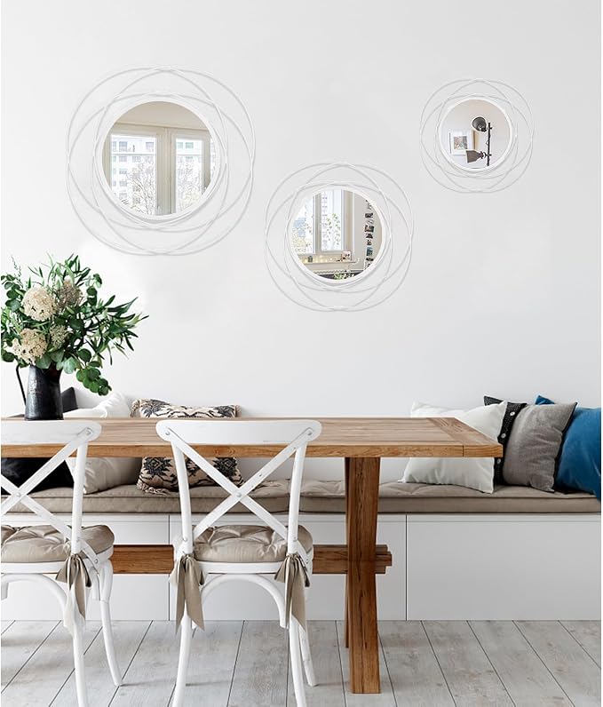 Wall Mirror Modern Metal Frame Arts Circle Mirror for Wall Decorative Home Living Room Balcony Bedroom Bathroom Hallway Farmhouse Entryway Gold 16” x 16”
