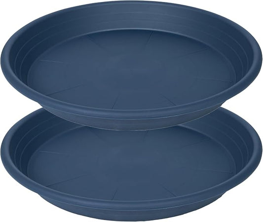2 Pack of 16 inch Plant Saucer, Large Plant Tray, Heavy Sturdy Plant Drainage Tray for Indoors, Bird Bath Bowls, Sturdy 18 inch Plastic Pot Tray for Planter (Blue)